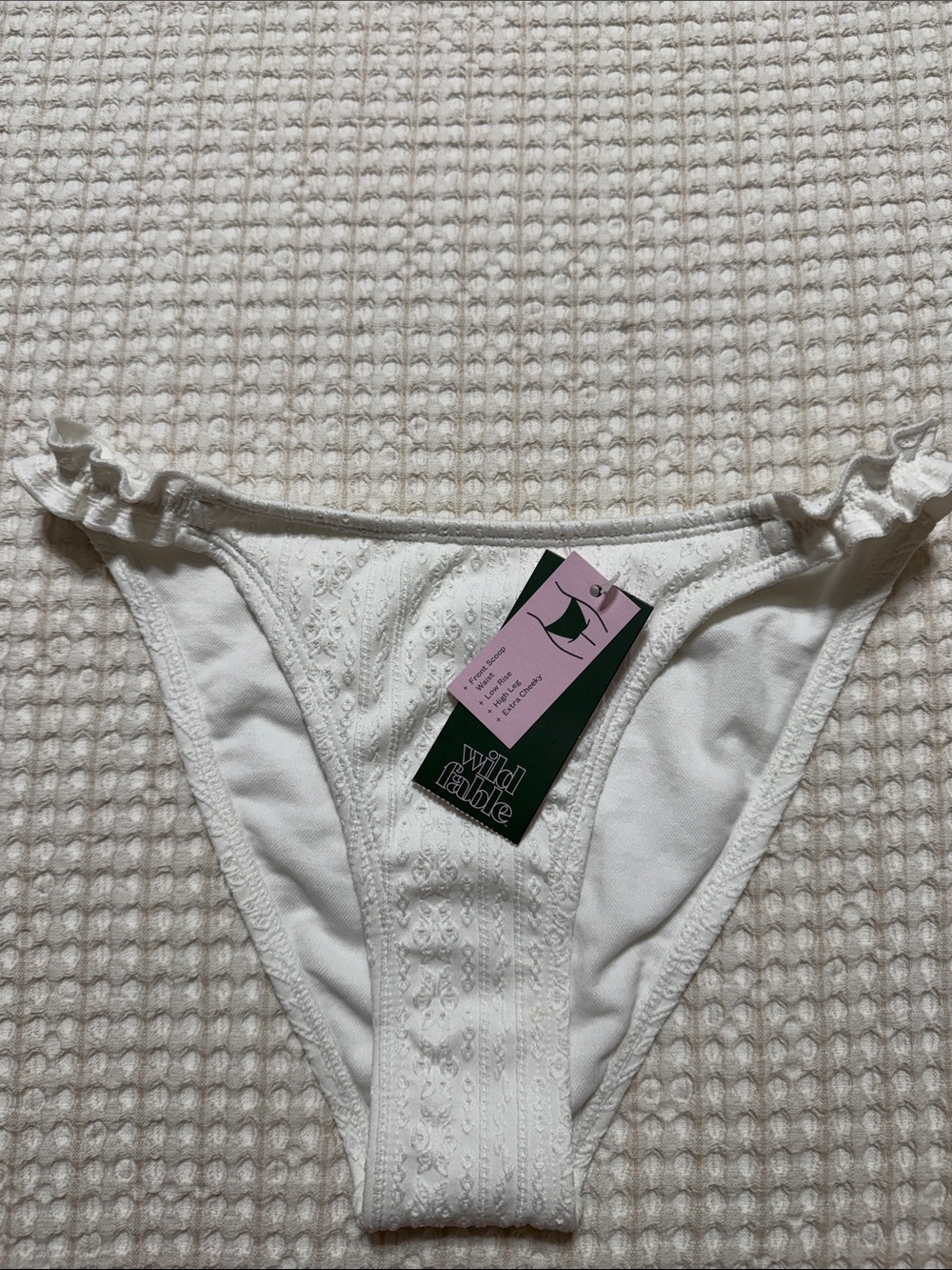wild fable White Lace Bikini Panty with Ruffle Sides